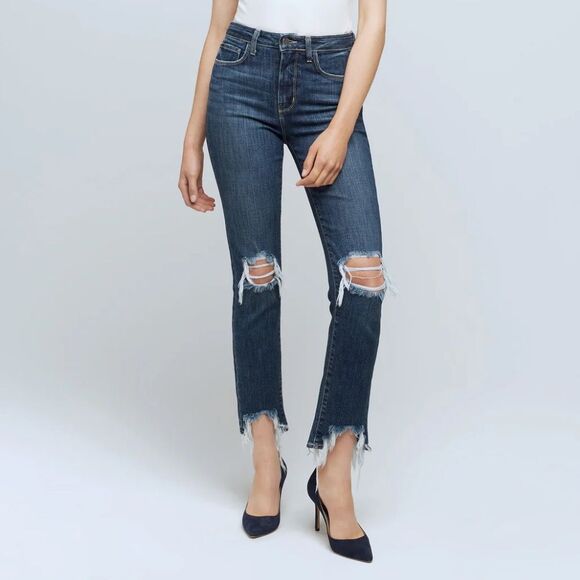 L'Agence Highline High Rise Distressed Skinny Jeans Size 26 - Picture 3 of 8